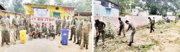 जवानों ने चलाया स्वच्छता अभियान जवानों ने चलाया स्वच्छता अभियान