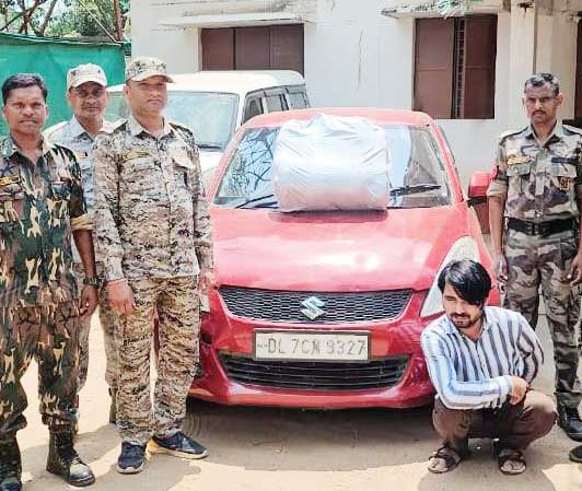 कार से गांजा तस्करी, यूपी का एक बंदी