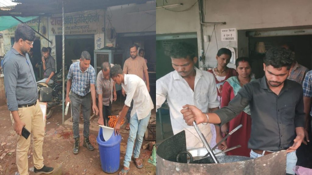 दुकानों और होटलों का निरीक्षण, अमानक खाद्य सामान किया नष्ट