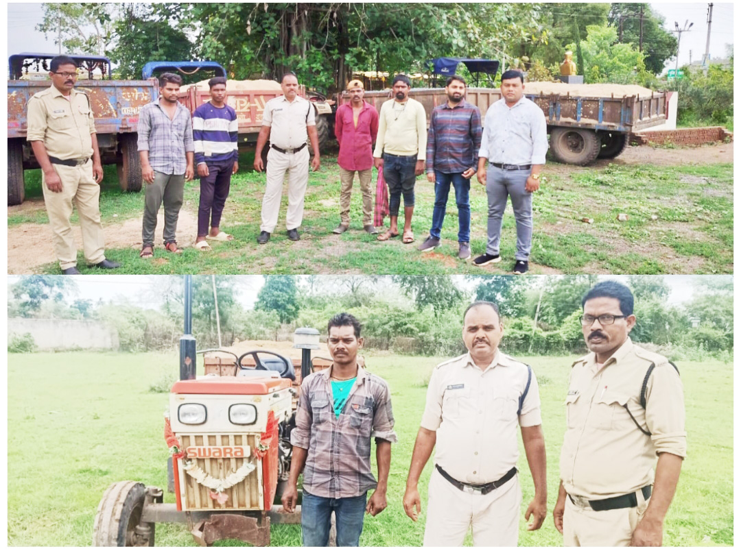 रेत का अवैध परिवहन 6 ट्रैक्टर-ट्रॉली जब्त