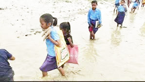 निकासी नहीं, स्कूल परिसर  में घुसा बरसाती पानी