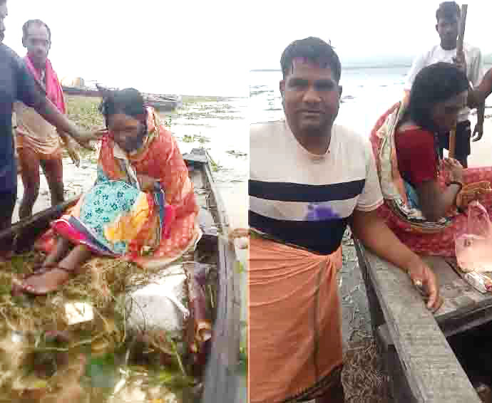 उफनदी नदी में बह रही महिला को मछुआरों ने बचाया उफनदी नदी में बह रही महिला को मछुआरों ने बचाया