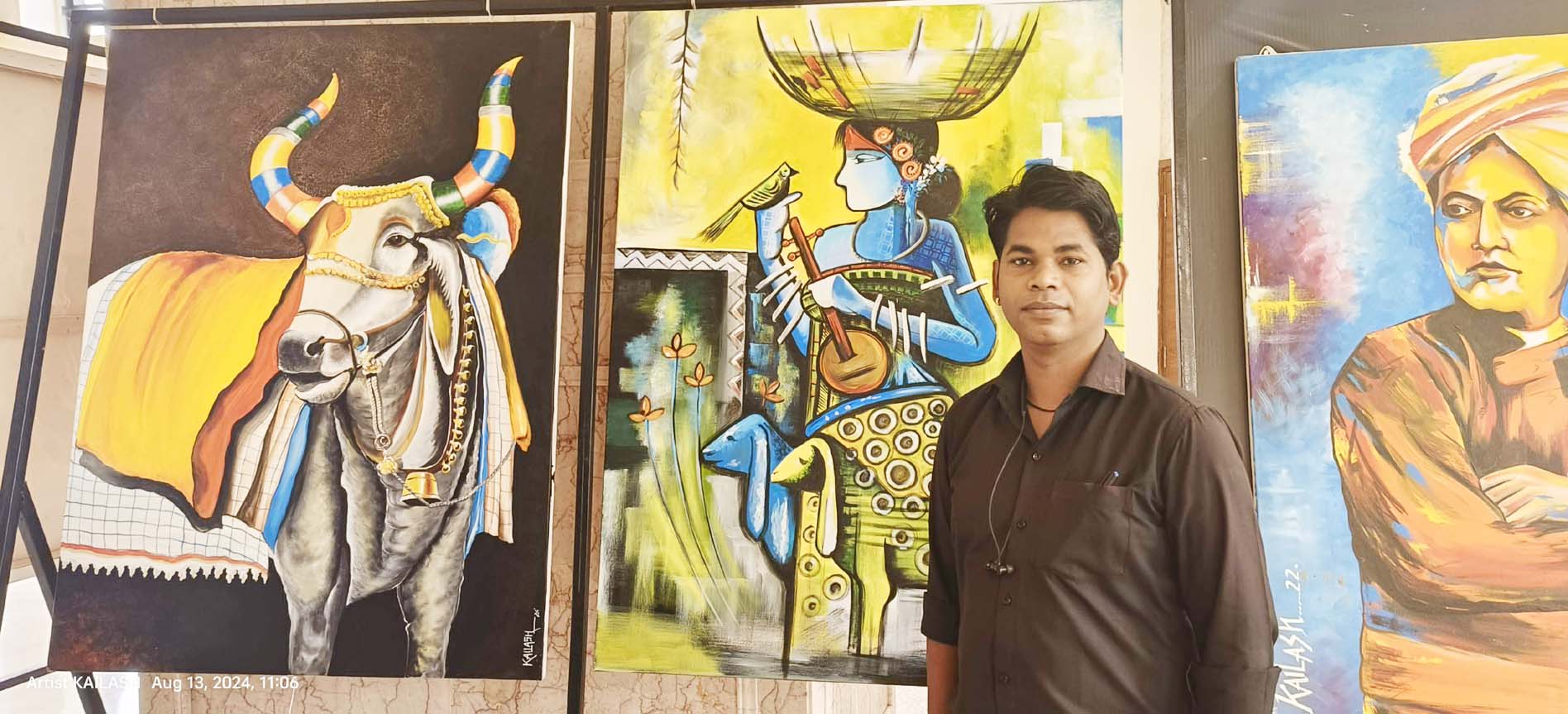 झूम तराना पेंटिंग प्रदर्शनी महोत्सव में सारंगढ़ के कैलाश की पेंटिंग