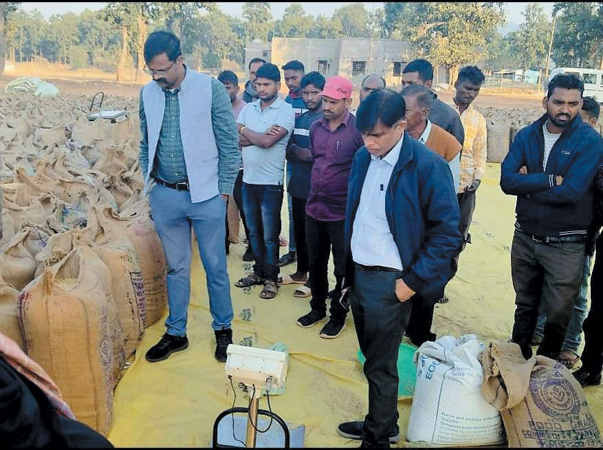 धान उपार्जन केन्द्र डौरा-कोचली का कलेक्टर ने किया निरीक्षण