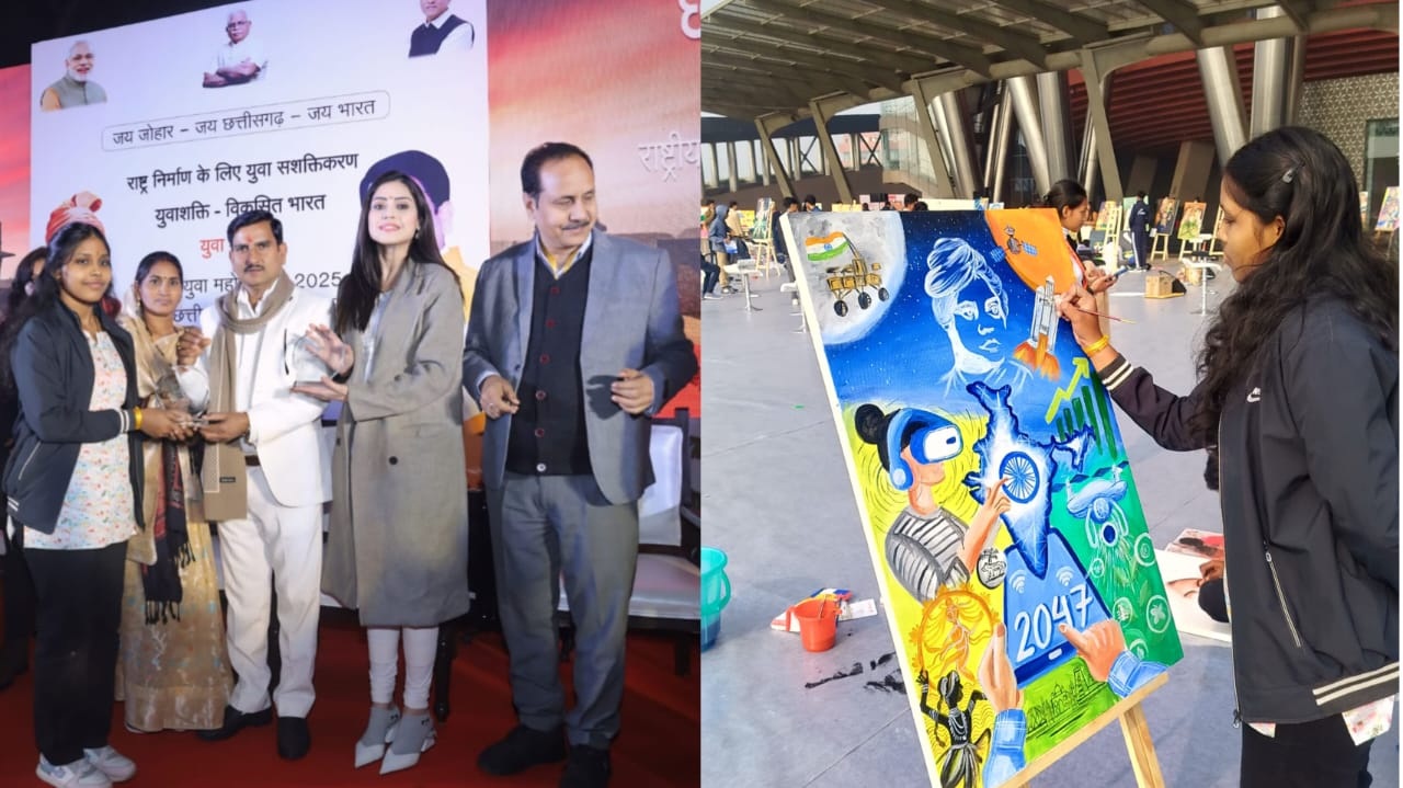 केन्द्रीय मंत्री तोखन साहू ने कुसुम को चित्रकला विधा के लिए किया सम्मानित केन्द्रीय मंत्री तोखन साहू ने कुसुम को चित्रकला विधा के लिए किया सम्मानित