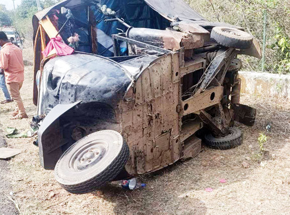 तेज रफ्तार ऑटो पलटी, 14 जख्मी