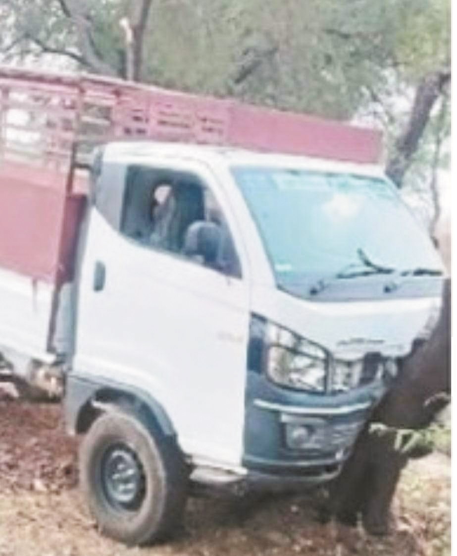 मालवाहक पेड़ से टकराया एक मौत, दो घायल