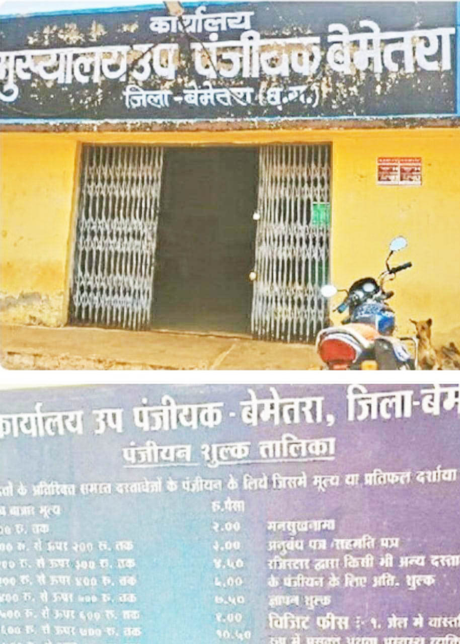 बेमेतरा: जमीन खरीदी-बिक्री की रजिस्ट्री  में 84 करोड़ 36 लाख का राजस्व जुटाया 