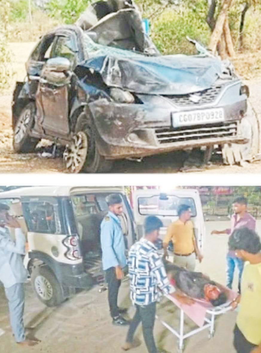 बारातियों से भरा चार पहिया सडक़ पर खड़े हार्वेस्टर से टकराया,1 की मौत, 6 घायल