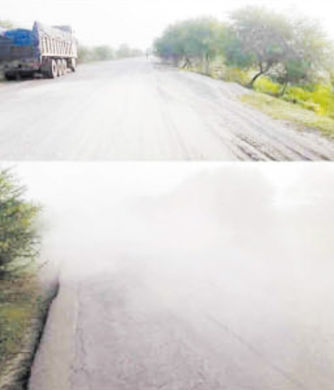 वाहन चालक फ्लाई एश को सडक़ों व खेतों में डाल रहे, किसानों-ग्रामीणों में रोष