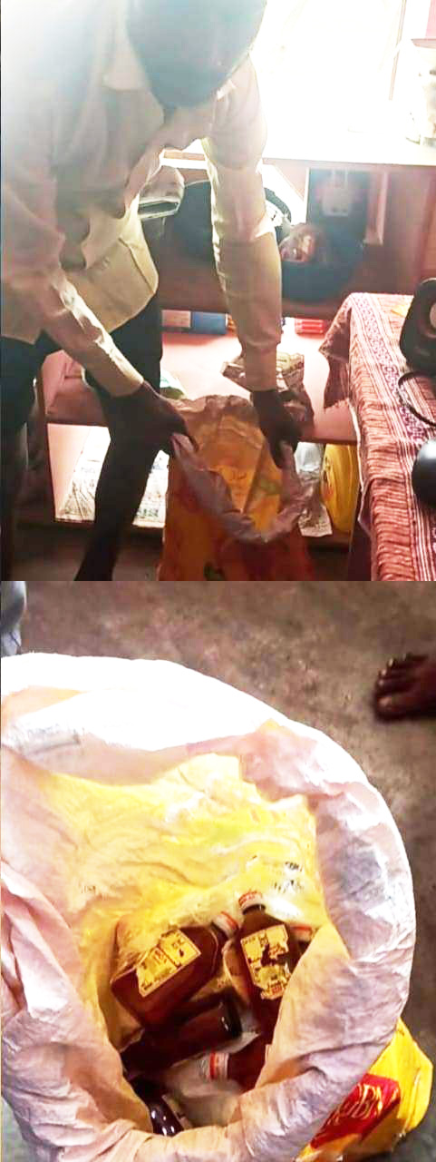 किराना दुकान से  अवैध शराब जब्त