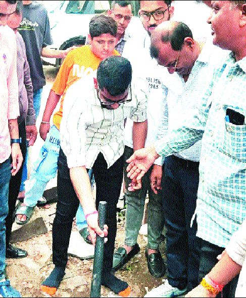 महापौर ने किया नाली निर्माण का भूमिपूजन