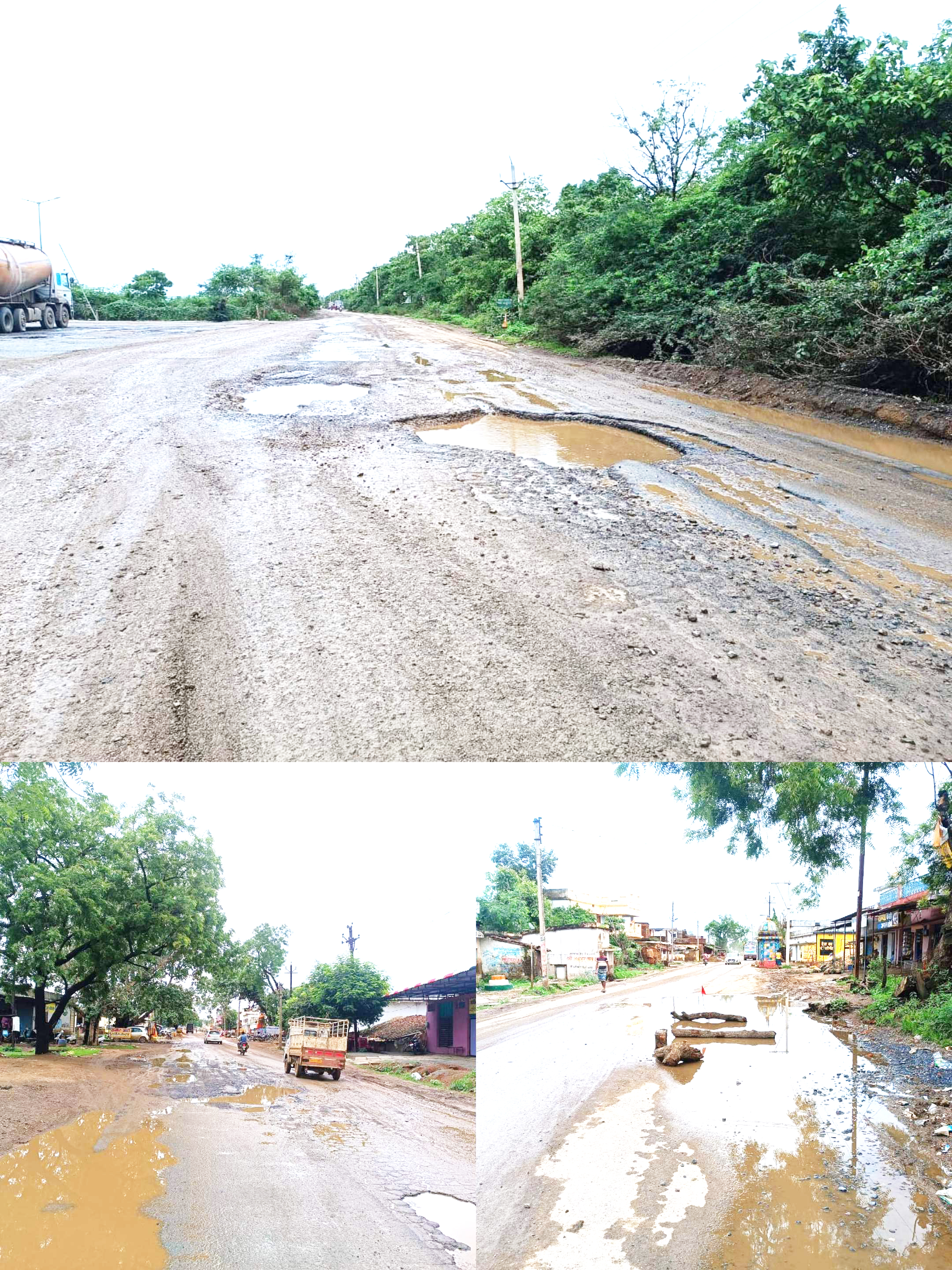 सडक़ बदहाल,  गड्ढे ही गड्ढे