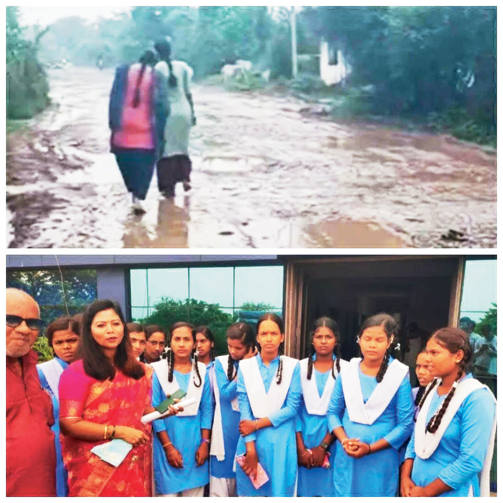 भारी वाहनों से सडक़ बदहाल, छात्राएं पहुंचीं कलेक्टोरेट, ज्ञापन