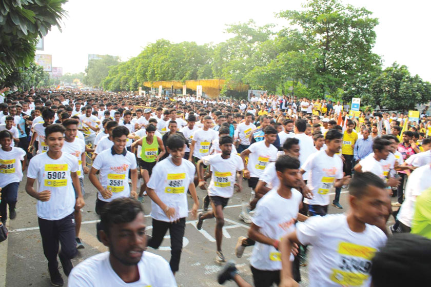 नमो युवा मैराथन में 5 हजार ने लगाई दौड़, नशा मुक्त भारत बनाने राजधानी में दौड़े युवा, मिला इनाम भी