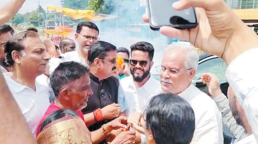 पूर्व सीएम भूपेश का नांदगांव में जोशीला स्वागत