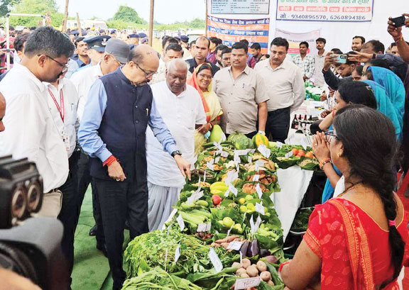 राज्यपाल ने पहाड़ी कोरवा गांव में विभागों के स्टॉलों का किया निरीक्षण