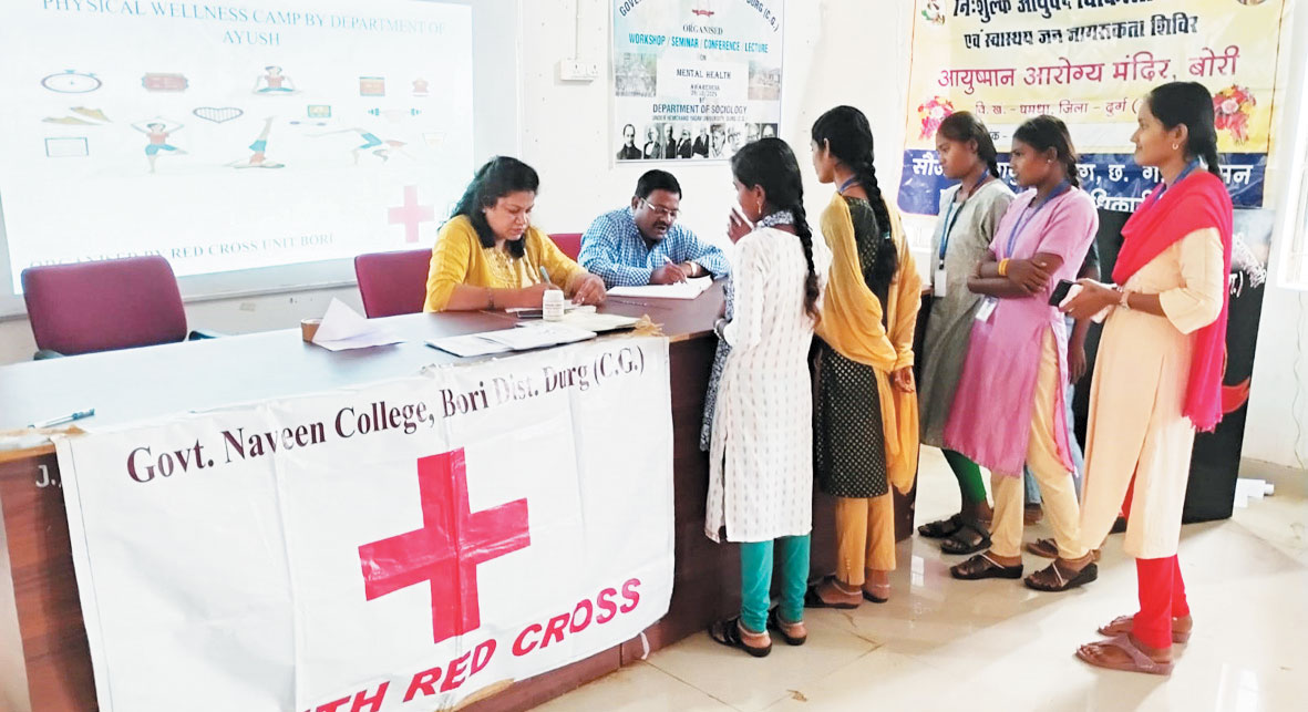 रेड क्रॉस इकाई शासकीय नवीन कॉलेज बोरी में मानसिक स्वास्थ्य पर व्याख्यान