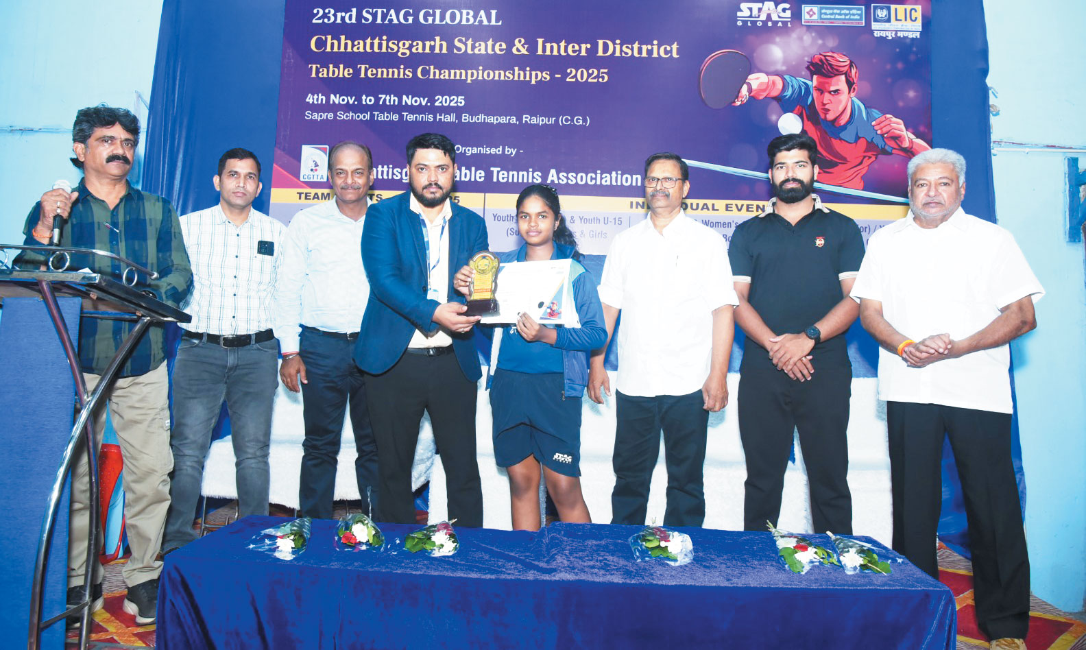 राज्य एवं अंतर जिला टेटे टूर्नामेंट के विजेता सम्मानित