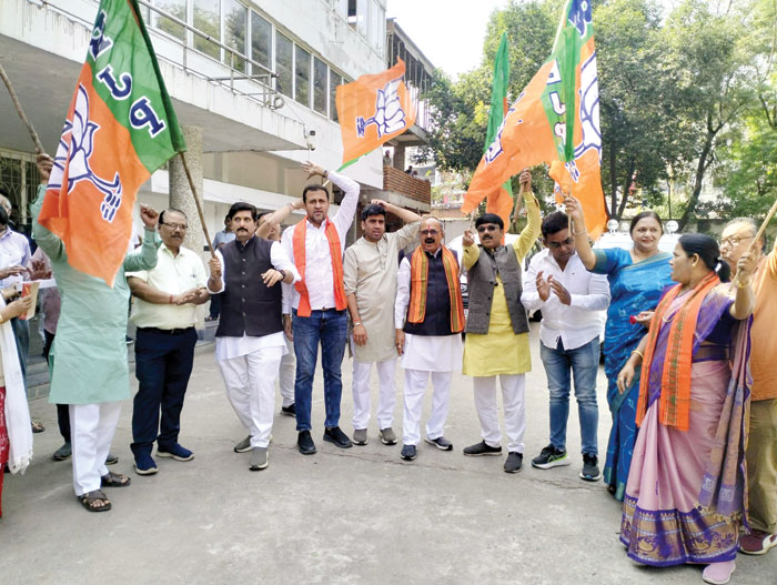 बिहार में जीत, रायपुर में भाजपा का जश्न