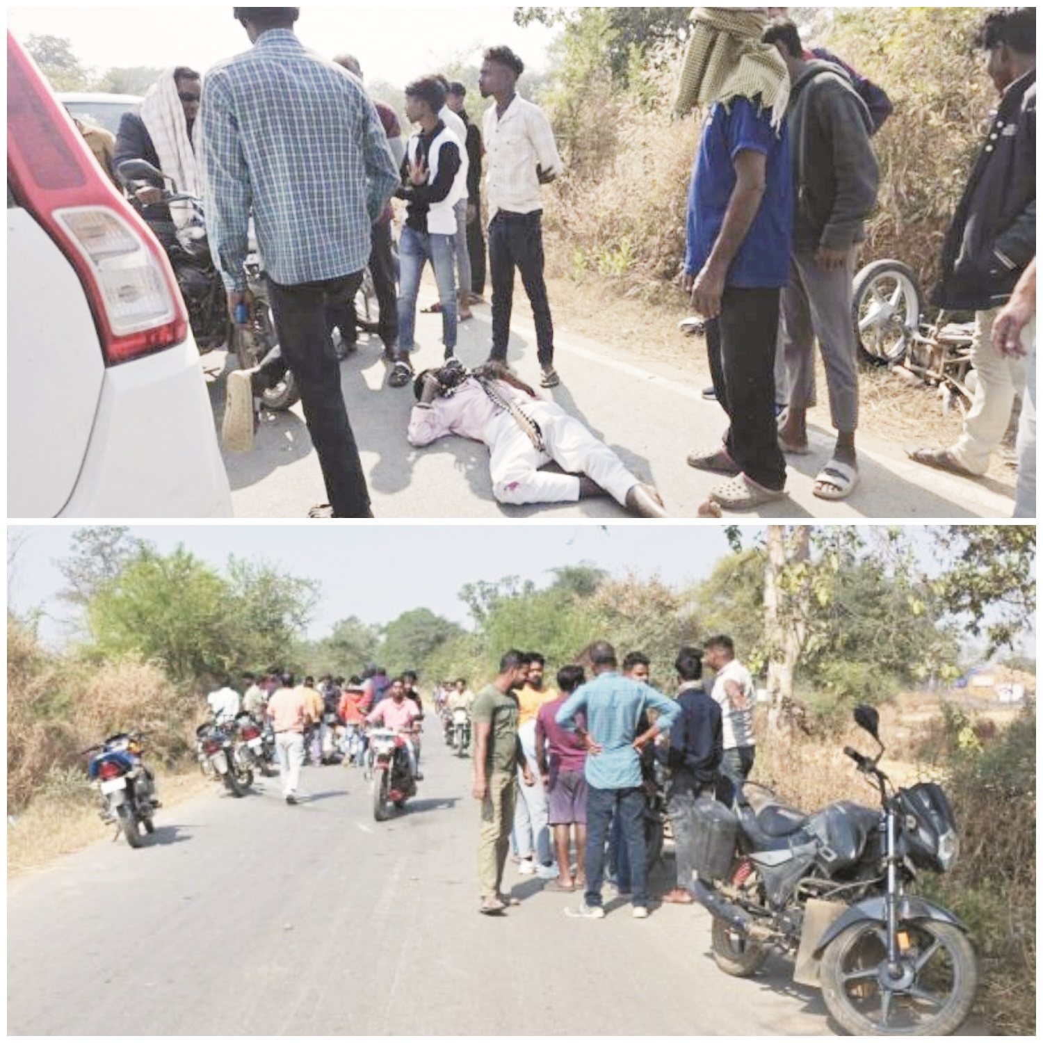 दो बाइक में टक्कर, युवक का टूटा पैर