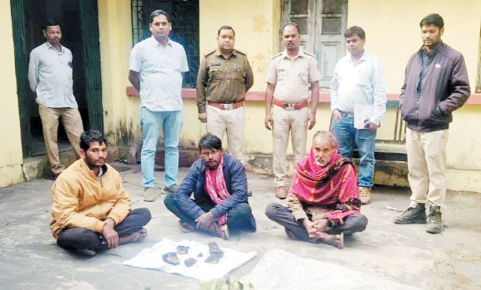 भालू का शिकार करने वाले  तीन गिरफ्तार, तीन फरार