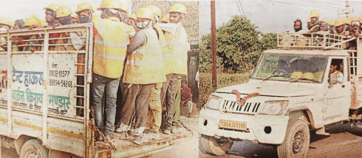 सीमेंट संयंत्रों मेंमजदूरों की मालवाहकों  से आवाजाही, हादसे की आशंका