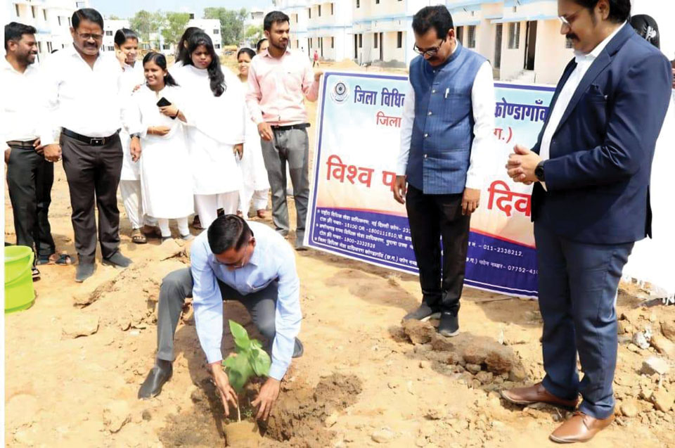 न्यायिक कर्मचारियों के आवासीय परिसर में पौधारोपण