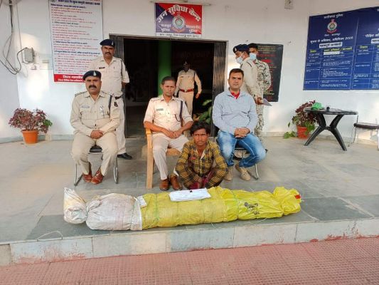 गांजा के पौधे के साथ ग्रामीण पकड़ाया