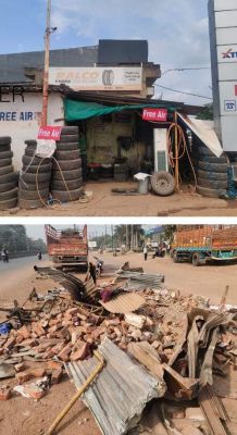 पेट्रोल पम्प संचालक ने रातों रात जेसीबी से ढहवायी 18 साल पुरानी दुकान, सुपेला थाना में जुर्म दर्ज