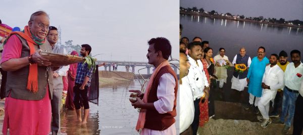 उगते सूर्य को दिया अघ्र्य, छठ घाट पर उमड़ी भीड़