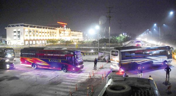  अंतरराज्यीय बस टर्मिनल  भाटागांव में ट्रायल रन किया