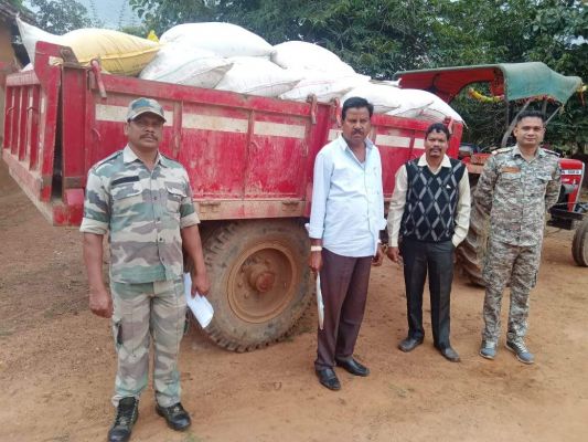 ओडिशा से लाए जा रहे 45 बोरी धान जब्त