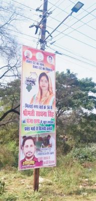 भिलाई में सडक़ों पर पसरा चुनाव चिन्ह, बिजली खंभों पर लहरा रहे झंडे