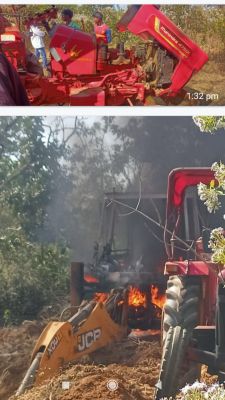 नक्सलियों ने सडक़ मरम्मत में लगी गाडिय़ां जलाई