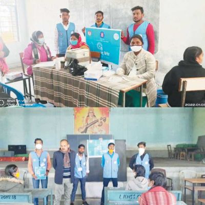 लाहिड़ी कॉलेज के रासेयो स्वयंसेवक टीकाकरण के लिए चला रहे जागरूकता अभियान