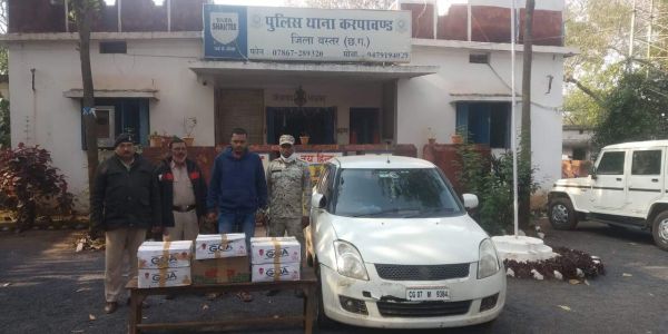 कार से शराब जब्त, एक बंदी