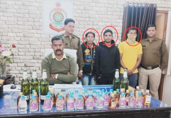 देशी-विदेशी मदिरा जब्त, तीन गिरफ्तार