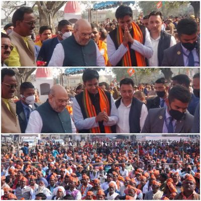 अमित शाह के साथ अभिषेक ने लखीमपुर खीरी में किया प्रचार