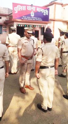 थाना भानपुरी में जनरल परेड आयोजित