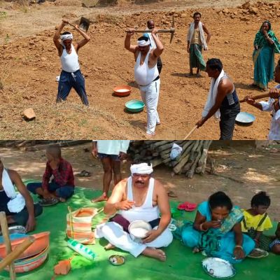 मनरेगा में मजदूरी कर विधायक सन्तराम नेताम ने खाया बोरे बासी