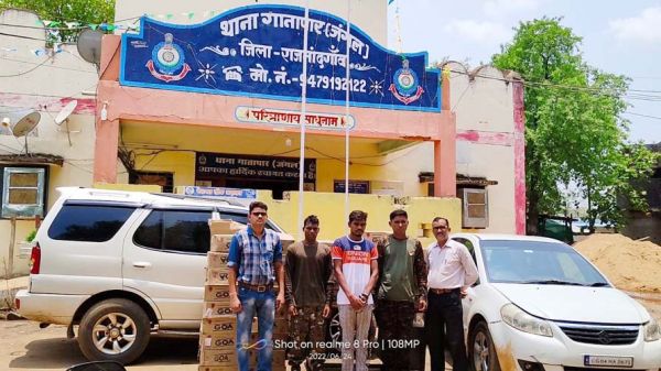 मप्र सीमा पर गातापार पुलिस ने पकड़ी 3 लाख की शराब