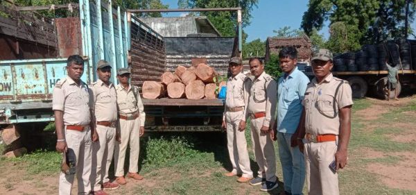 जंगल से एक लाख की इमारती लकड़ी-वाहन जब्त, तस्कर भागे