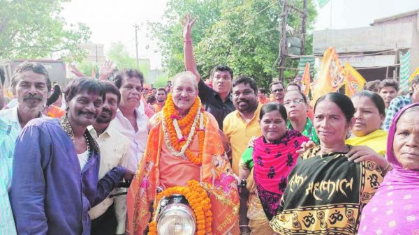 पंचकोशी धाम में निकले विधायक का हुआ स्वागत