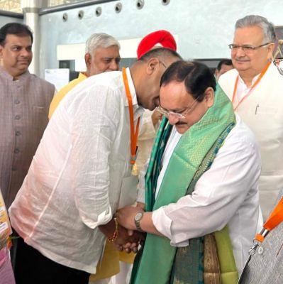 चार साल बाद आए भाजपा अध्यक्ष नड्डा  के स्वागत के लिए उमड़े कार्यकर्ता