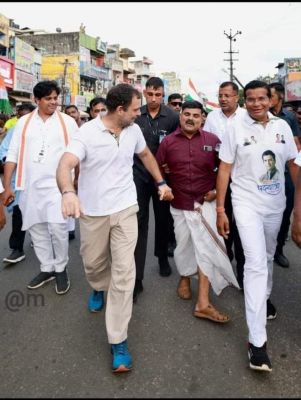 मरकाम ने भारत जोड़ो यात्रा में शामिल होकर की 94 किमी पदयात्रा