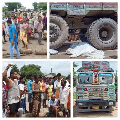 बेकाबू ट्रक की चपेट में सीएचओ की मौत