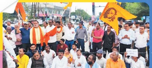 रावण दहन पर विवाद, भाजपा का चक्काजाम