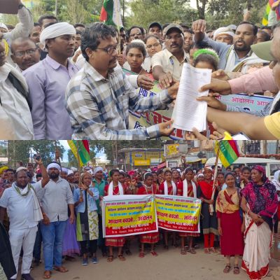 32 फीसदी आरक्षण यथावत रखने की मांग को ले हजारों आदिवासी सडक़ों पर, नगर हुआ बंद