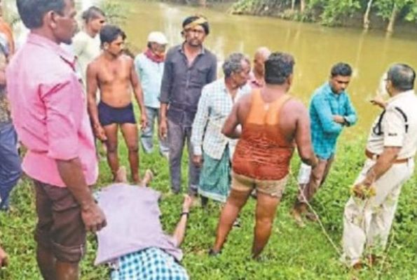 नदी में डूबने से बुजुर्ग की मौत , 18 घंटे बाद मिली लाश  मवेशी ढूढऩे निकला था 